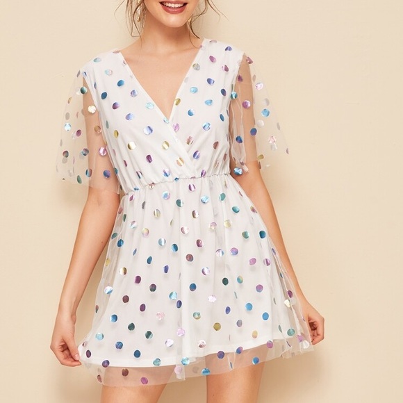 SHEIN Dresses & Skirts - Shein colorful metallic polka dot dress